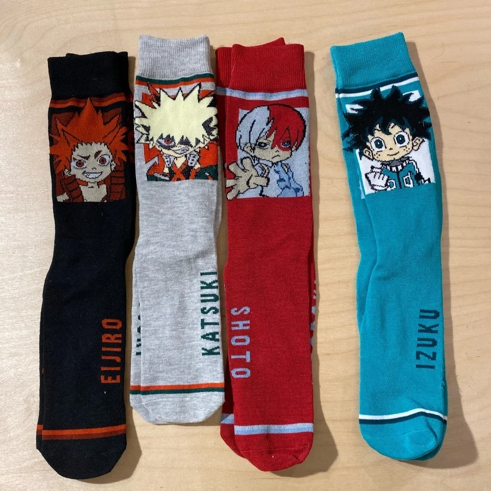 4 Pair Anime Character Socks Set Boys Shoe Size 6-10 (OE)